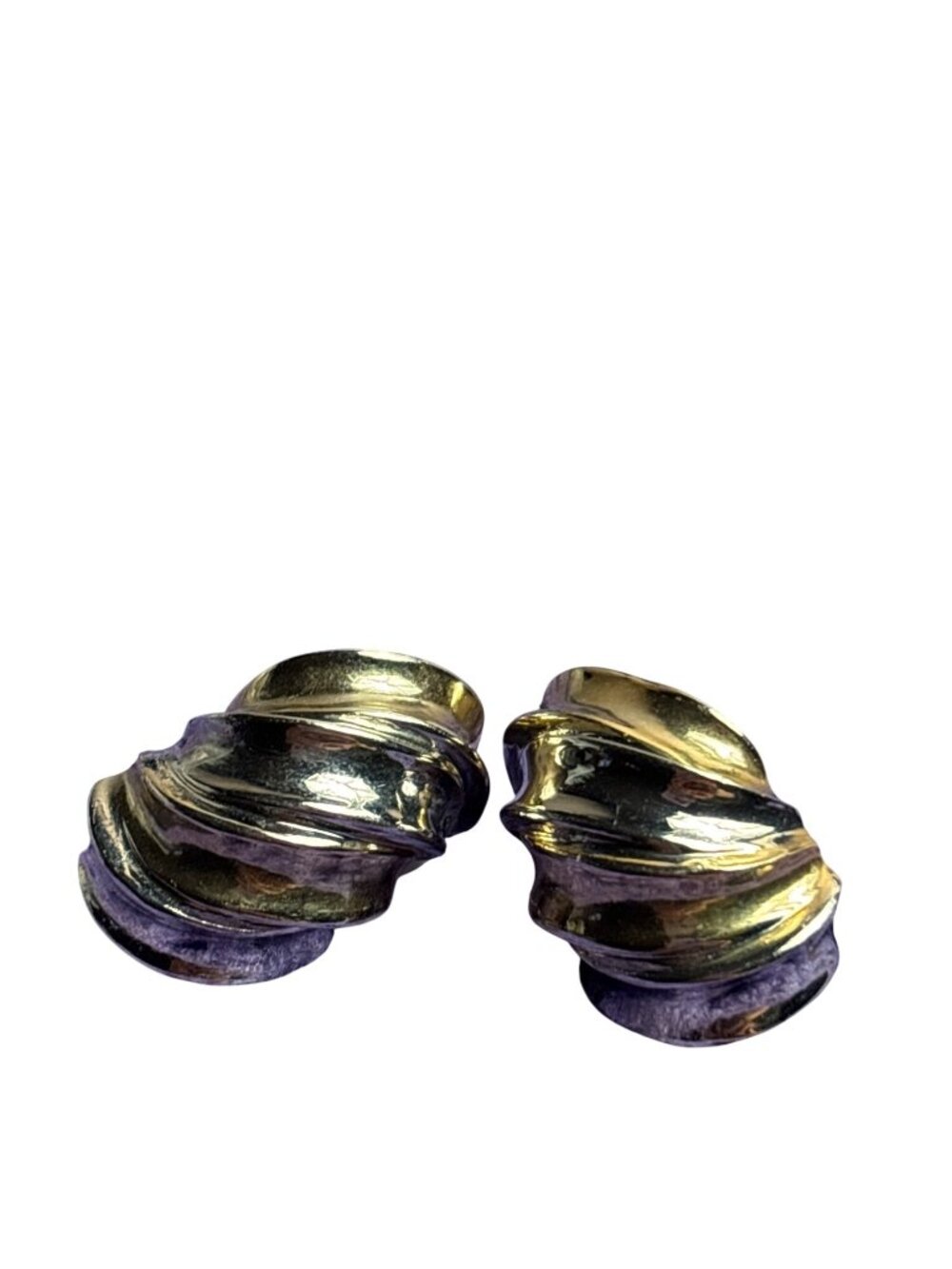 Vintage Textured Metal Clip On Earrings Silvertone Goldtone 1 inch